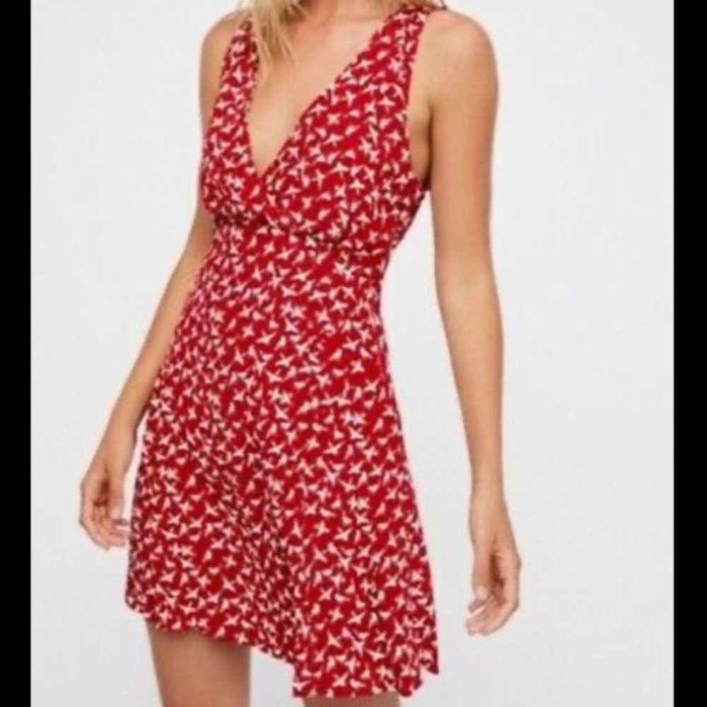 Free People Walk Me Home Bird-Print Minidress